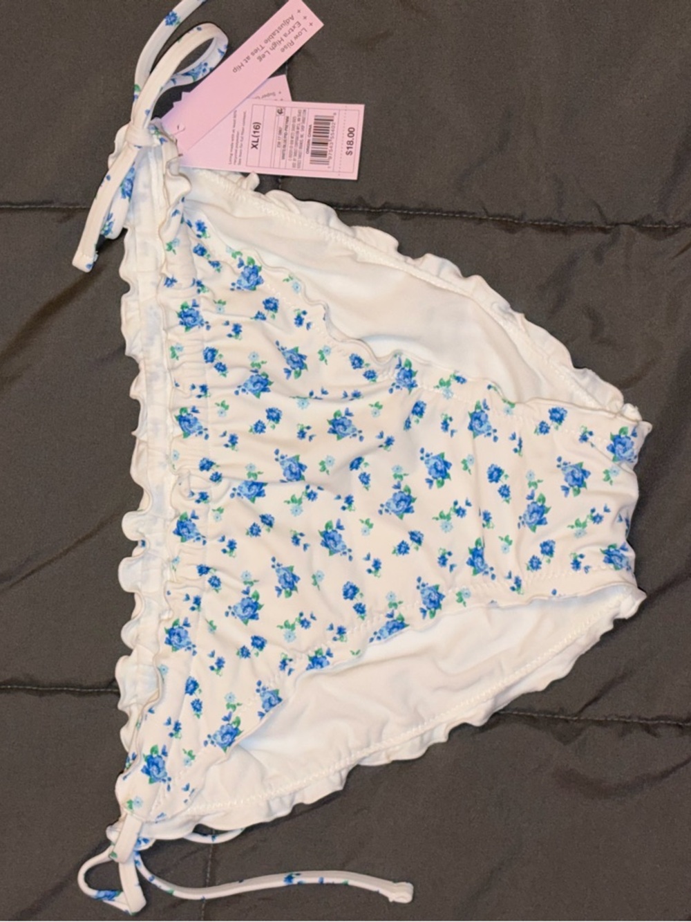 Wild Fable White / Blue Floral Side Tie Bikini Bottoms Swim XL NWT